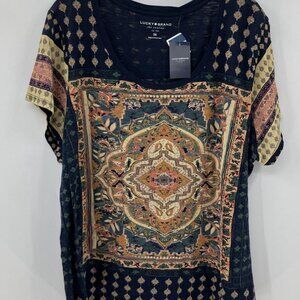 NWT Lucky Brand Persian Carpet women's top, size 3X